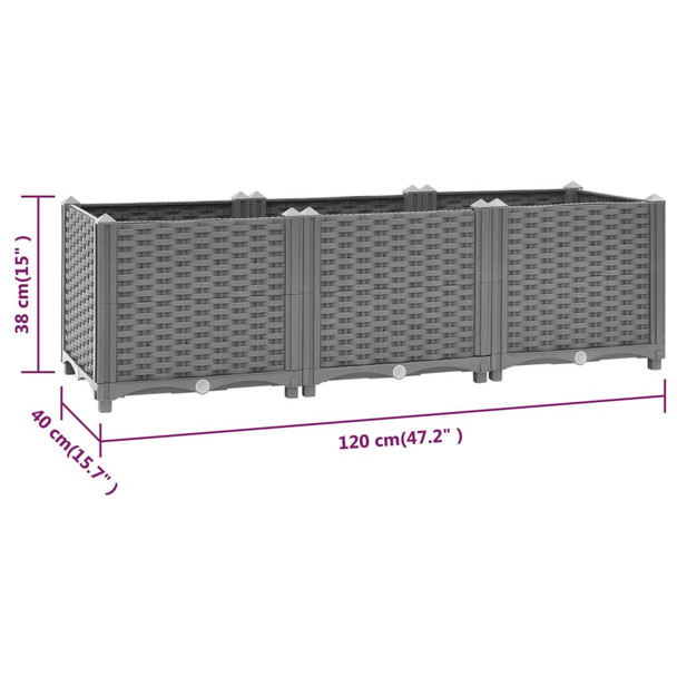 Povišena gredica 120x40x38 cm od polipropilena 153295