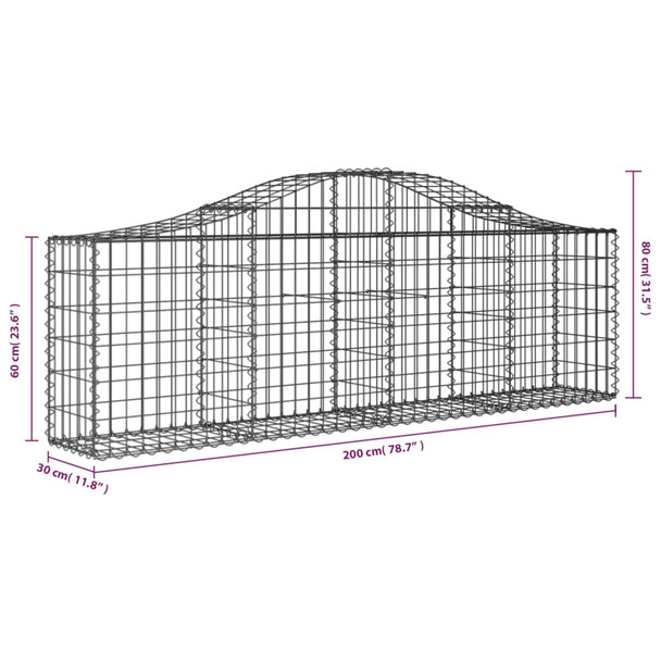 Lučne gabionske košare 15 kom 200x30x60/80 cm pocinčano željez 3145401