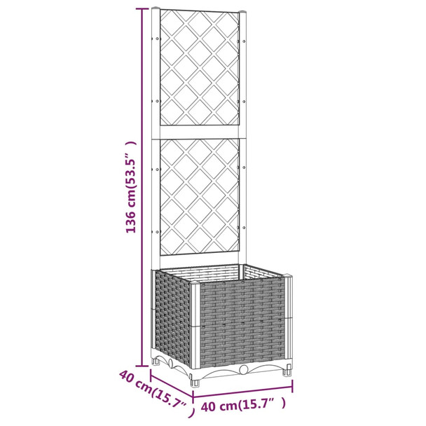 Vrtna sadilica s rešetkom smeđa 40 x 40 x 136 cm PP 318259