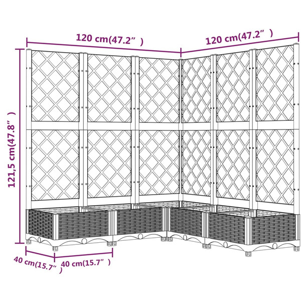 Vrtna sadilica s rešetkom smeđa 120 x 120 x 121,5 cm PP 318266