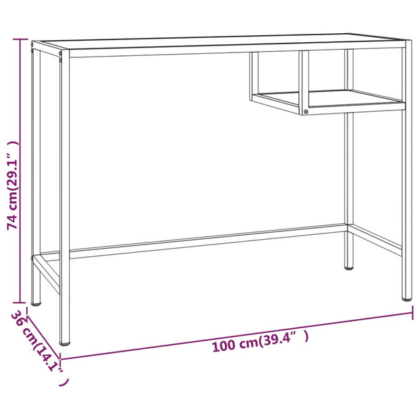 Stol za računalo bijeli mramor 100x36x74 cm od kaljenog stakla 331624