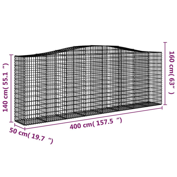 Lučne gabionske košare 8 kom 400x50x140/160cm pocinčano željezo 3145988