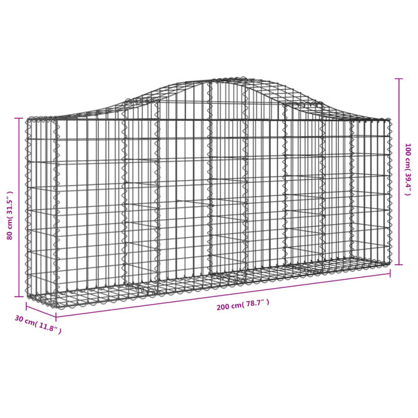 Lučne gabionske košare 5 kom 200x30x80/100 cm pocinčano željezo 3145412