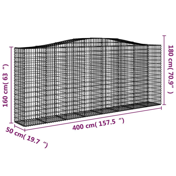 Lučne gabionske košare 4 kom 400x50x160/180cm pocinčano željezo 3145997