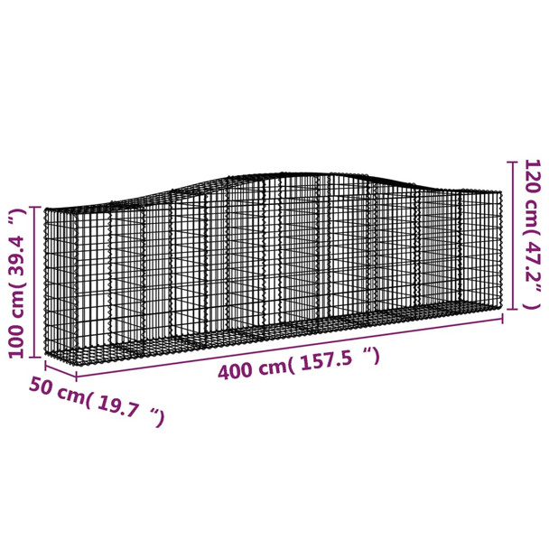 Lučne gabionske košare 3 kom 400x50x100/120cm pocinčano željezo 3145957