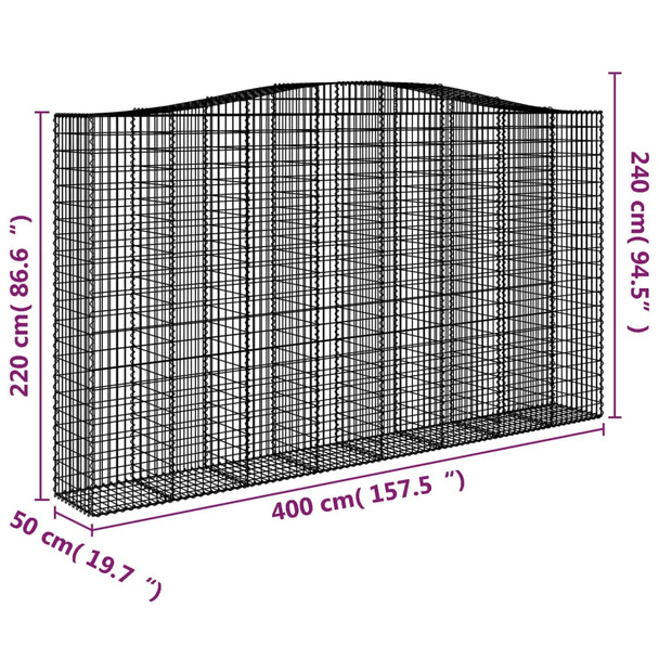 Lučne gabionske košare 3 kom 400x50x220/240cm pocinčano željezo 3146035