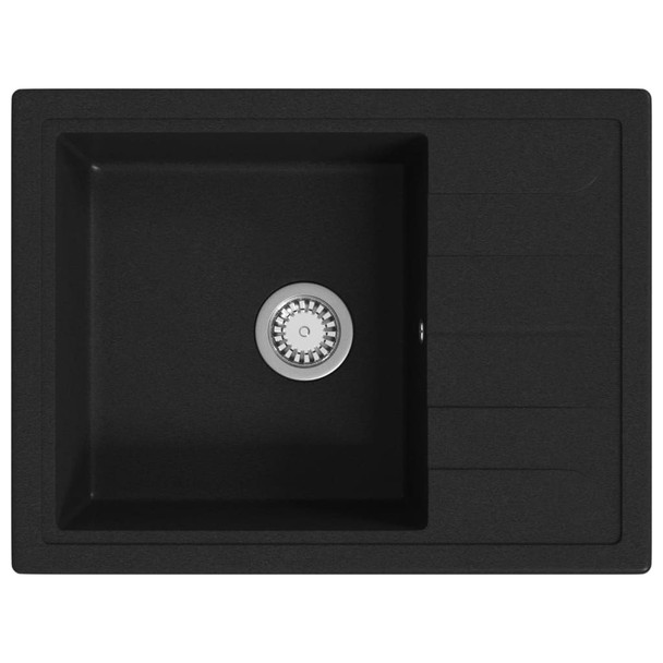 Sudoper s otvorom protiv prelijevanja ovalni crni granitni 147101