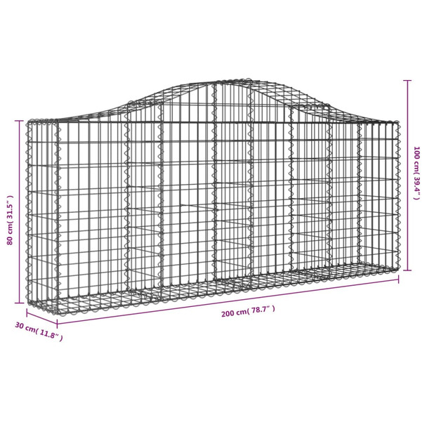 Lučne gabionske košare 10 kom 200x30x80/100cm pocinčano željezo 3145417