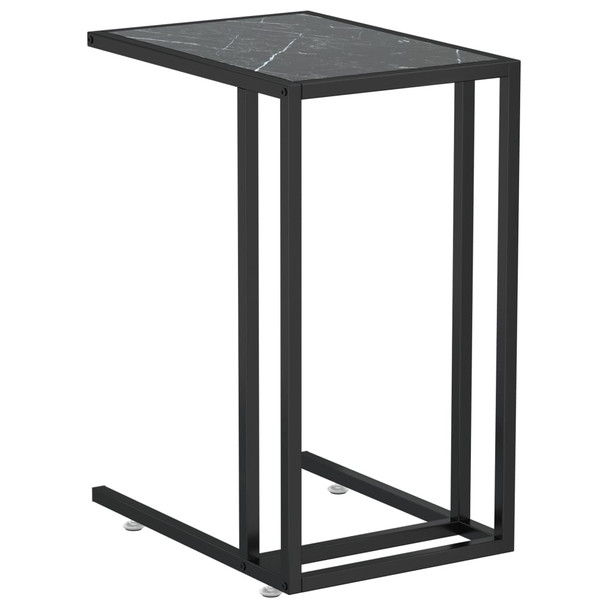 Bočni stolić za računalo crni mramor 50x35x65 cm kaljeno staklo 331651
