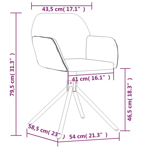 Okretne blagovaonske stolice 2 kom svjetlosive baršunaste 344740