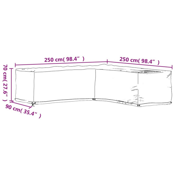 Navlaka za kutnu vrtnu garnituru sa 16 ušica 250x250x70 cm 319317