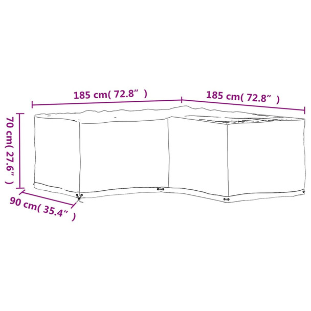 Navlaka za kutnu vrtnu garnituru s 12 ušica 185 x 185 x 70 cm 319313