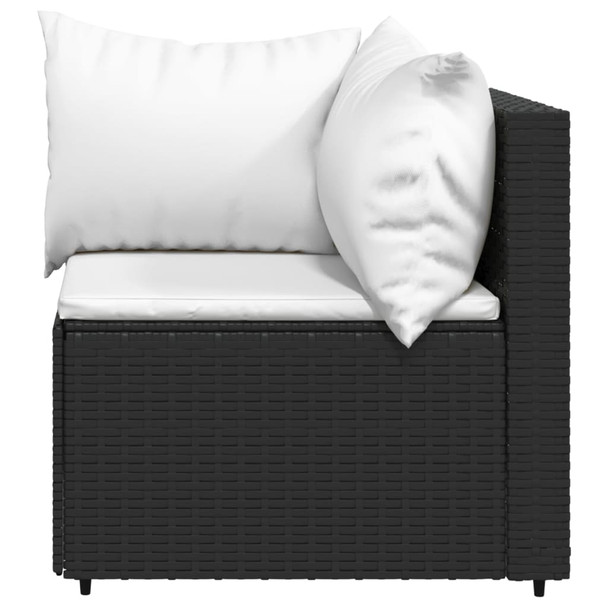 Kutne vrtne sofe s jastucima 2 kom crne od poliratana 319730