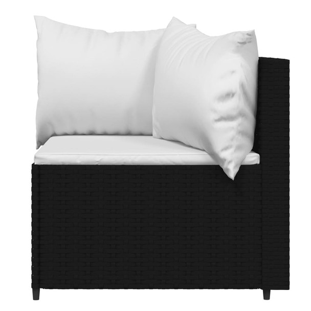 Kutne vrtne sofe s jastucima 2 kom crne od poliratana 319742