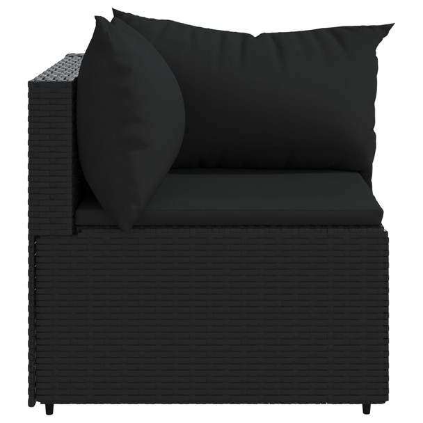 Kutne vrtne sofe s jastucima 2 kom crne od poliratana 319778