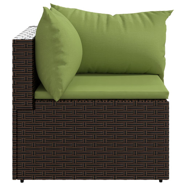 Kutna vrtna sofa od poliratana s jastucima smeđa 319825