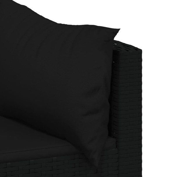 Kutne vrtne sofe s jastucima 2 kom crne od poliratana 319790