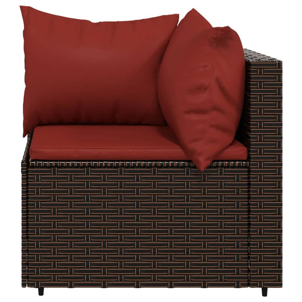 Kutna vrtna sofa od poliratana s jastucima smeđa 319809