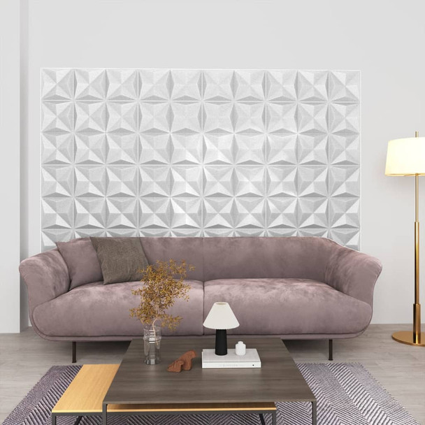3D zidni paneli 24 kom 50 x 50 cm origami bijeli 6 m² 150913