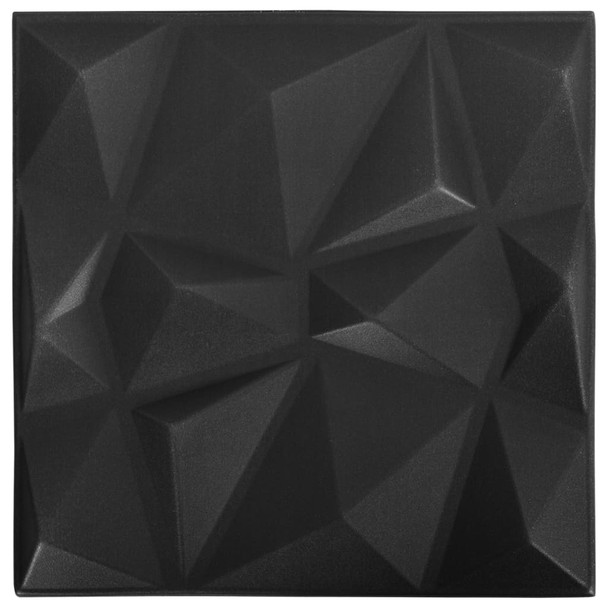 3D zidni paneli 48 kom 50 x 50 cm dijamantno crni 12 m² 150916
