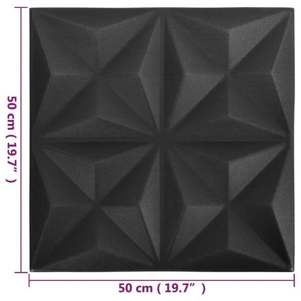 3D zidni paneli 24 kom 50 x 50 cm origami crni 6 m² 150917
