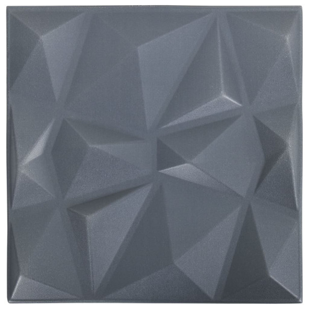 3D zidni paneli 48 kom 50 x 50 cm dijamantno sivi 12 m² 150920