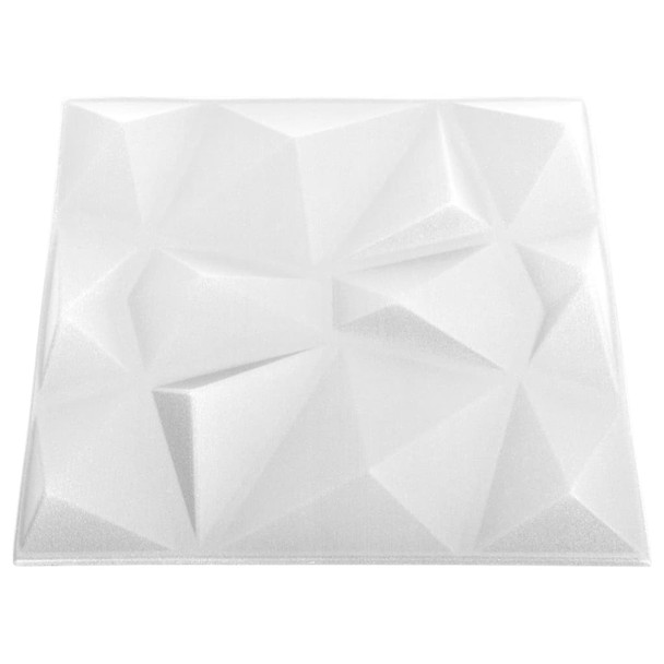 3D zidni paneli 12 kom 50 x 50 cm dijamantno bijeli 3 m² 340585
