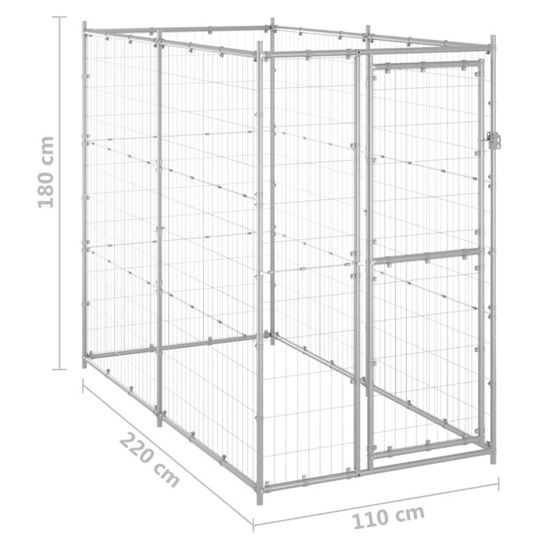Vanjski kavez za pse od pocinčanog čelika 110 x 220 x 180 cm 150801