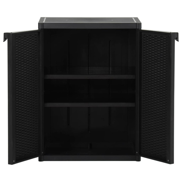 Vrtni ormarić za pohranu crni 65 x 45 x 88 cm PP ratan 151236