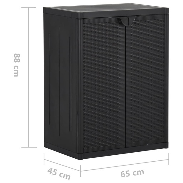 Vrtni ormarić za pohranu crni 65 x 45 x 88 cm PP ratan 151236