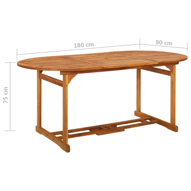Vrtni blagovaonski stol 180 x 90 x 75 cm masivno bagremovo drvo 315948