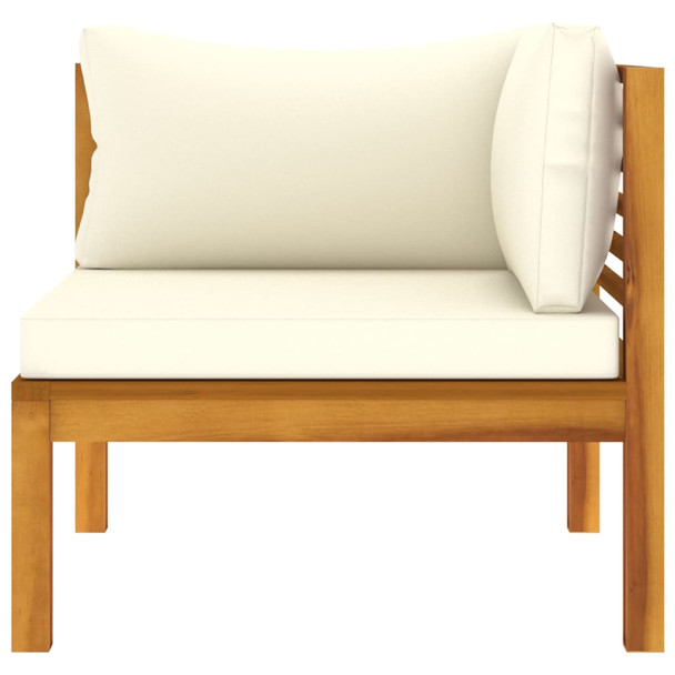 Kutne sofe 2 kom s krem bijelim jastucima od bagremovog drva 316279