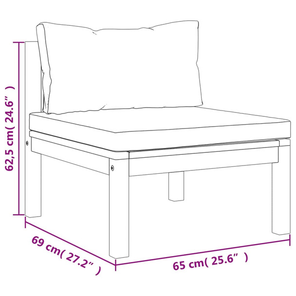 Modularna srednja sofa s tamnosivim jastucima bagremovo drvo 316288