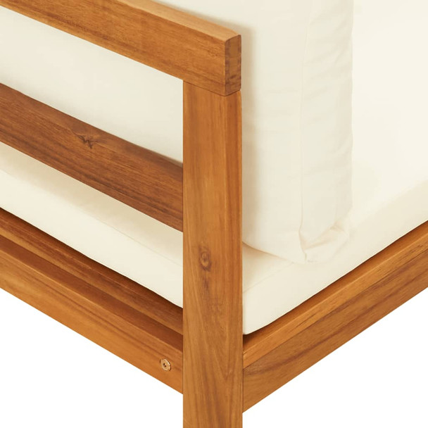Kutna sofa s krem bijelim jastucima masivno bagremovo drvo 316315