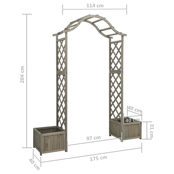 Vrtna pergola sa sadilicom siva od masivne jelovine 316392