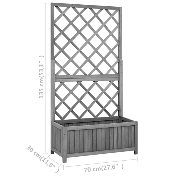 Vrtna sadilica s rešetkom crna 70x30x135 cm od masivne jelovine 316427