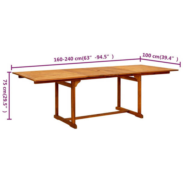 Vrtni blagovaonski stol (160 - 240)x100x75 cm od drva bagrema 316566