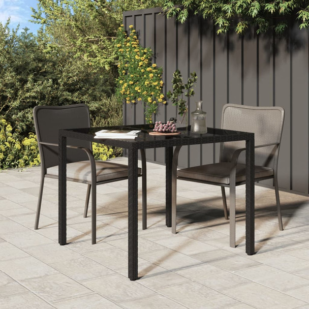 Vrtni stol 90 x 90 x 75 cm od kaljenog stakla i poliratana crni 316699
