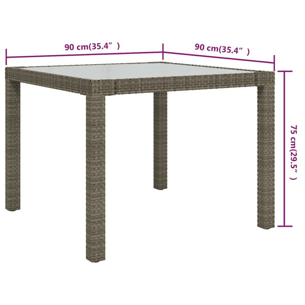Vrtni stol 90 x 90 x 75 cm od kaljenog stakla i poliratana sivi 316700