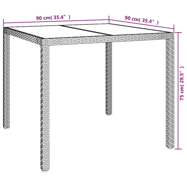 Vrtni stol 90x90x75 cm od kaljenog stakla i poliratana bijeli 316702