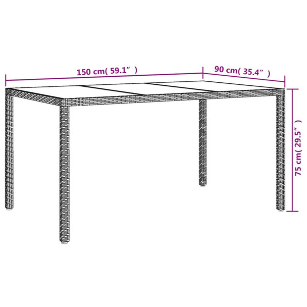 Vrtni stol 150x90x75 cm od kaljenog stakla i poliratana smeđi 316704