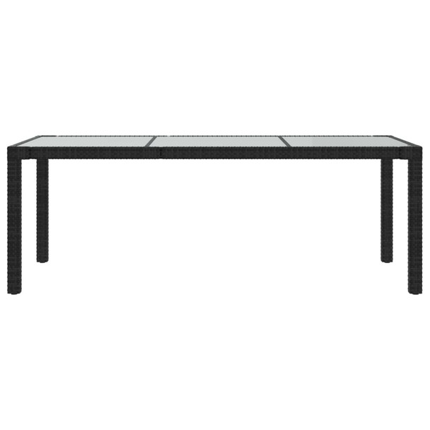 Vrtni stol crni 190x90x75 cm od kaljenog stakla i poliratana 316712