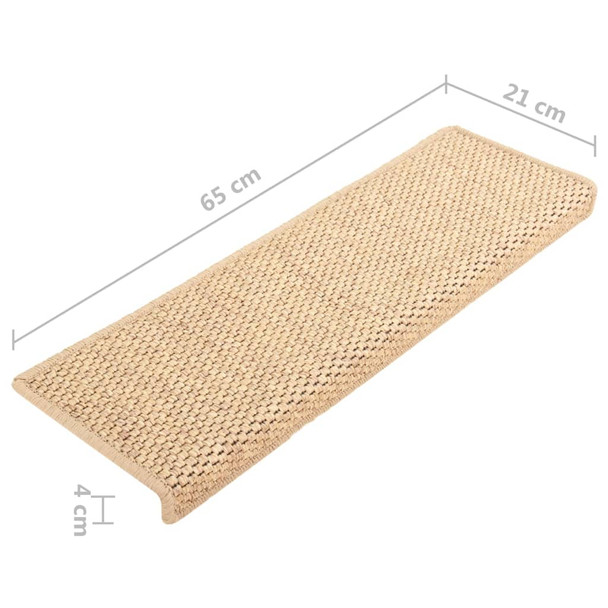Samoljepljivi otirači za stepenice 15 kom 65x21x4 cm svjetlobež 326892
