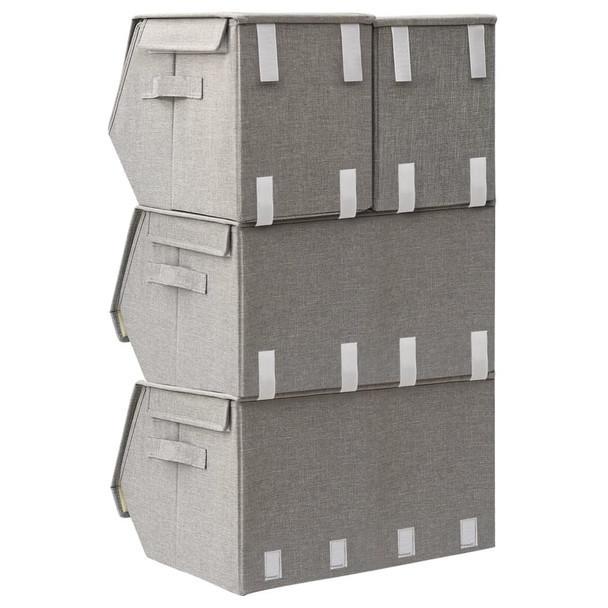 4-dijelni set složivih kutija za pohranu od tkanine sivi 332900