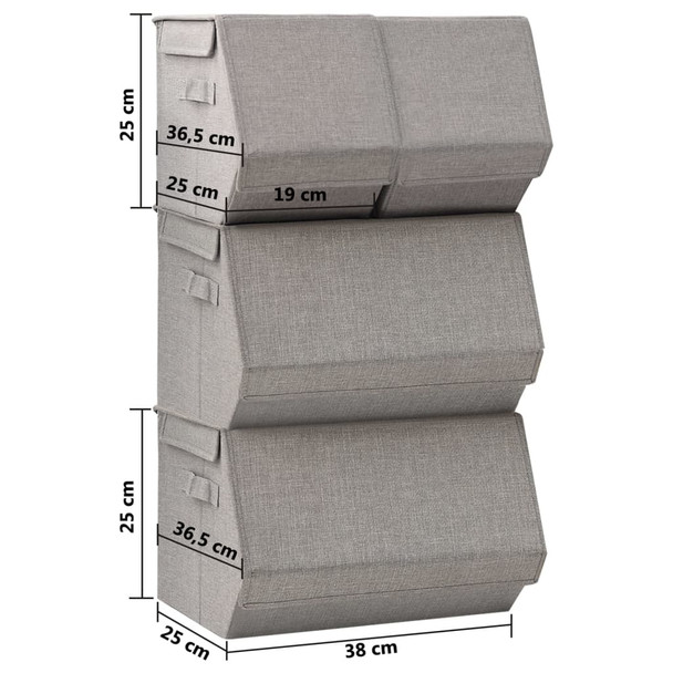 4-dijelni set složivih kutija za pohranu od tkanine sivi 332900