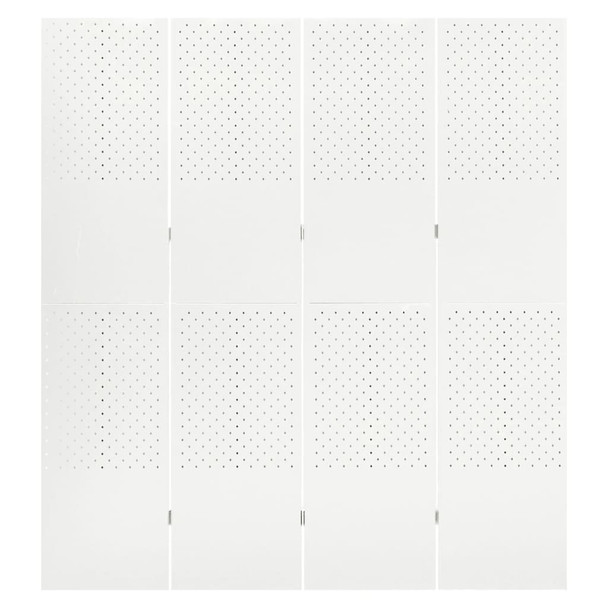 Sobna pregrada s 4 panela bijela 160 x 180 cm čelična 335899