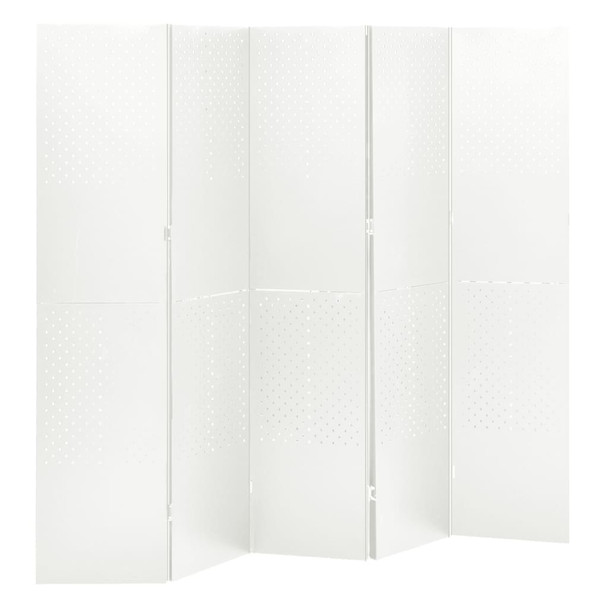 Sobna pregrada s 5 panela bijela 200 x 180 cm čelična 335902