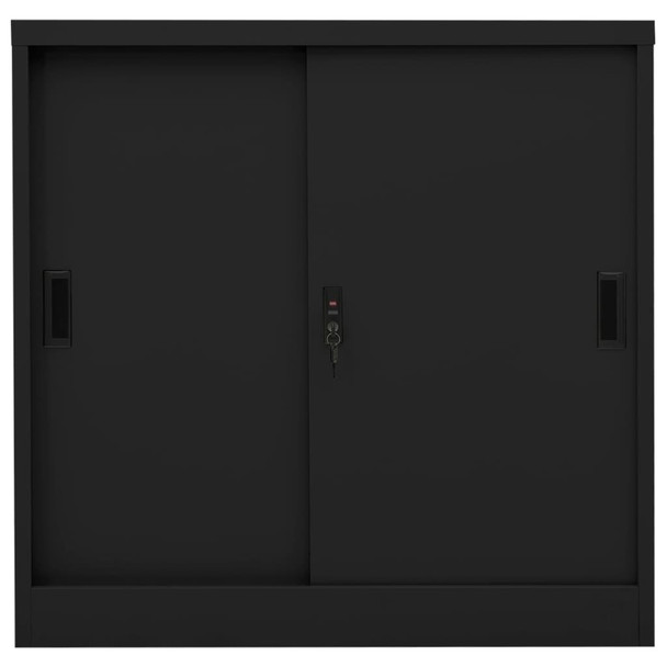 Uredski ormarić s kliznim vratima crni 90 x 40 x 90 cm čelični 335952