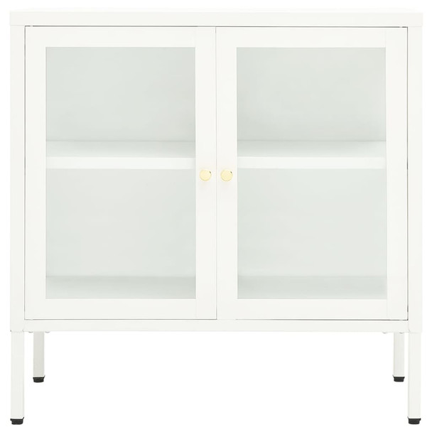 Komoda bijela 70 x 35 x 70 cm od čelika i stakla 336065