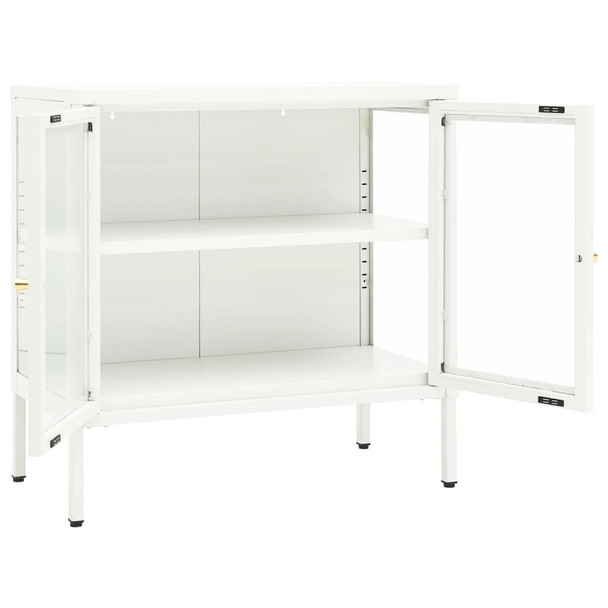 Komoda bijela 70 x 35 x 70 cm od čelika i stakla 336065